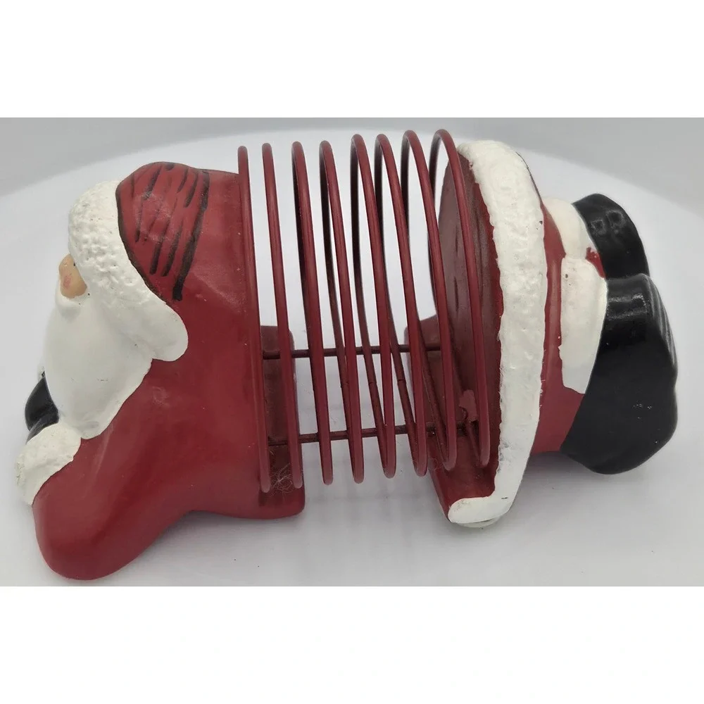 Vintage Santa Claus Ceramic and Metal Letter/Card Holder Christmas Decor